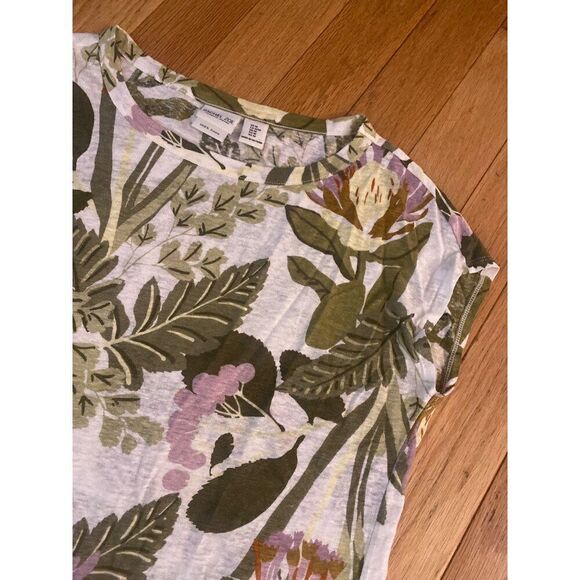 Rachel Zoe Womens Medium 100% Linen Floral Print Short Sleeve Top size medium - Picture 3 of 7